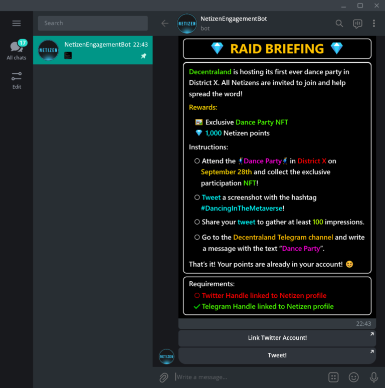 Netizen Telegram Bot Interaction